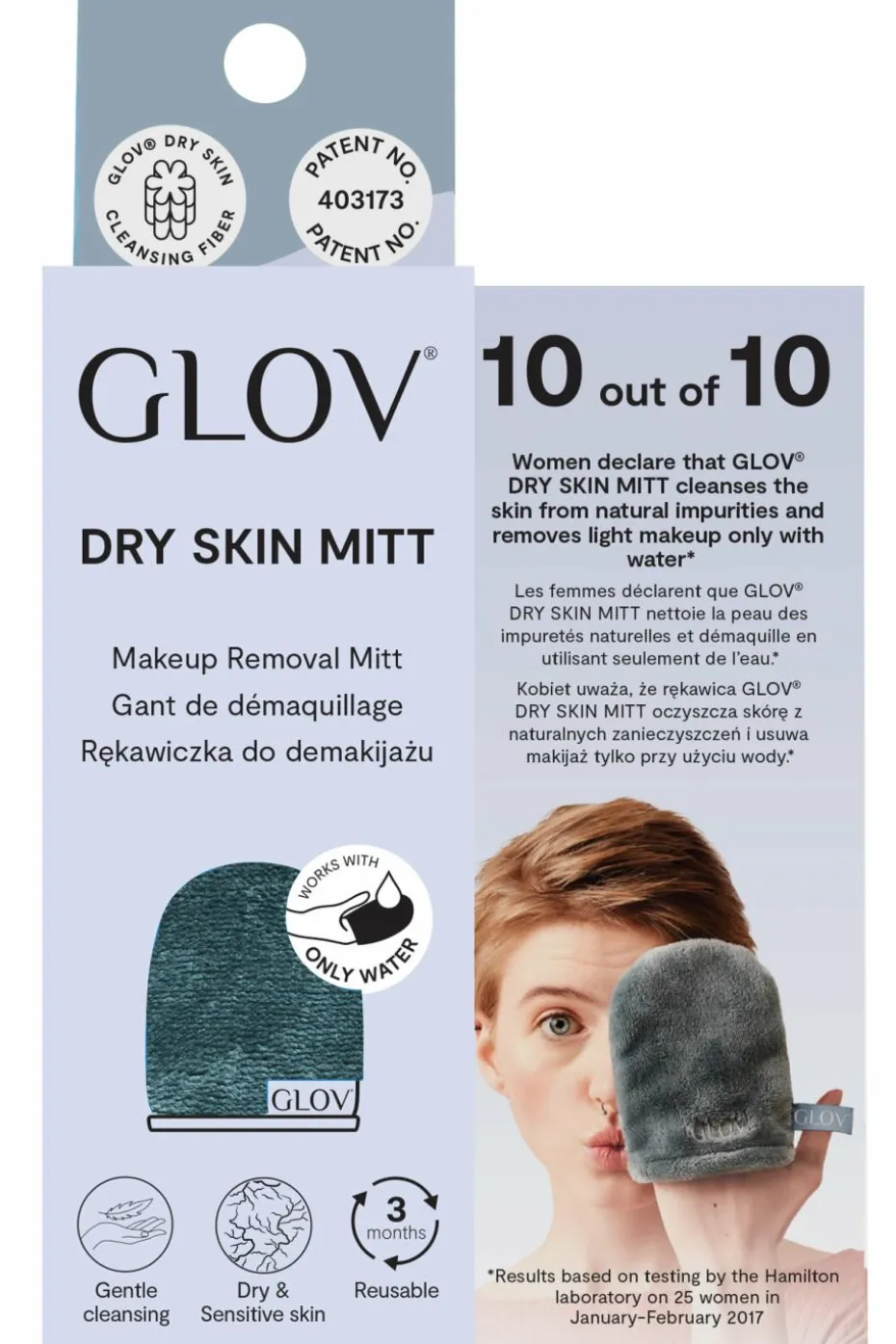Gant démaquillant ultra doux pour peaux sèches gris