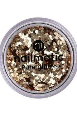 Grandes paillettes dorées visage, corps et ongles