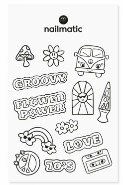 Planche de tatouages à colorier seventies