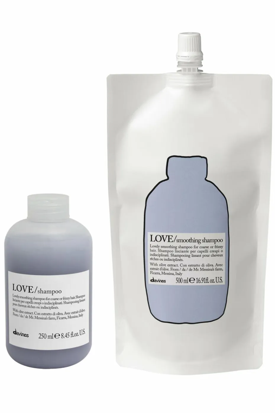 Shampoing rechargeable pour cheveux indisciplinés Love Smooth