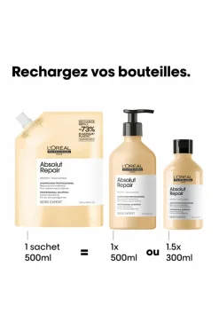 Shampoing réparateur pour cheveux abîmés Absolut Repair rechargeable
