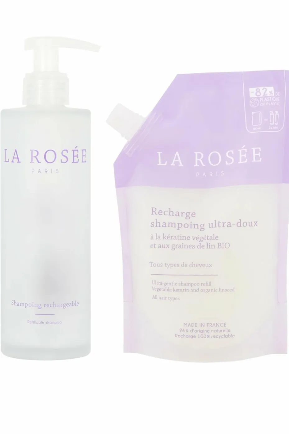 Shampoing ultra doux et son flacon rechargeable